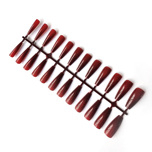 Seitruly Uñas postizas largas, cortas y encantadoras, accesorios de belleza para manicura de uñas postizas para el hogar, puntas de arte de manicura Juegos de manicura rojo oscuro 2 Seitruly CE013543-18B