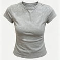 thumbnail image 5 of XYAIYT Basic Summer Tees for women Crew Neck Solid Color T-shirt Slim Short Sleeve Tops Daily Casual, 5 of 5