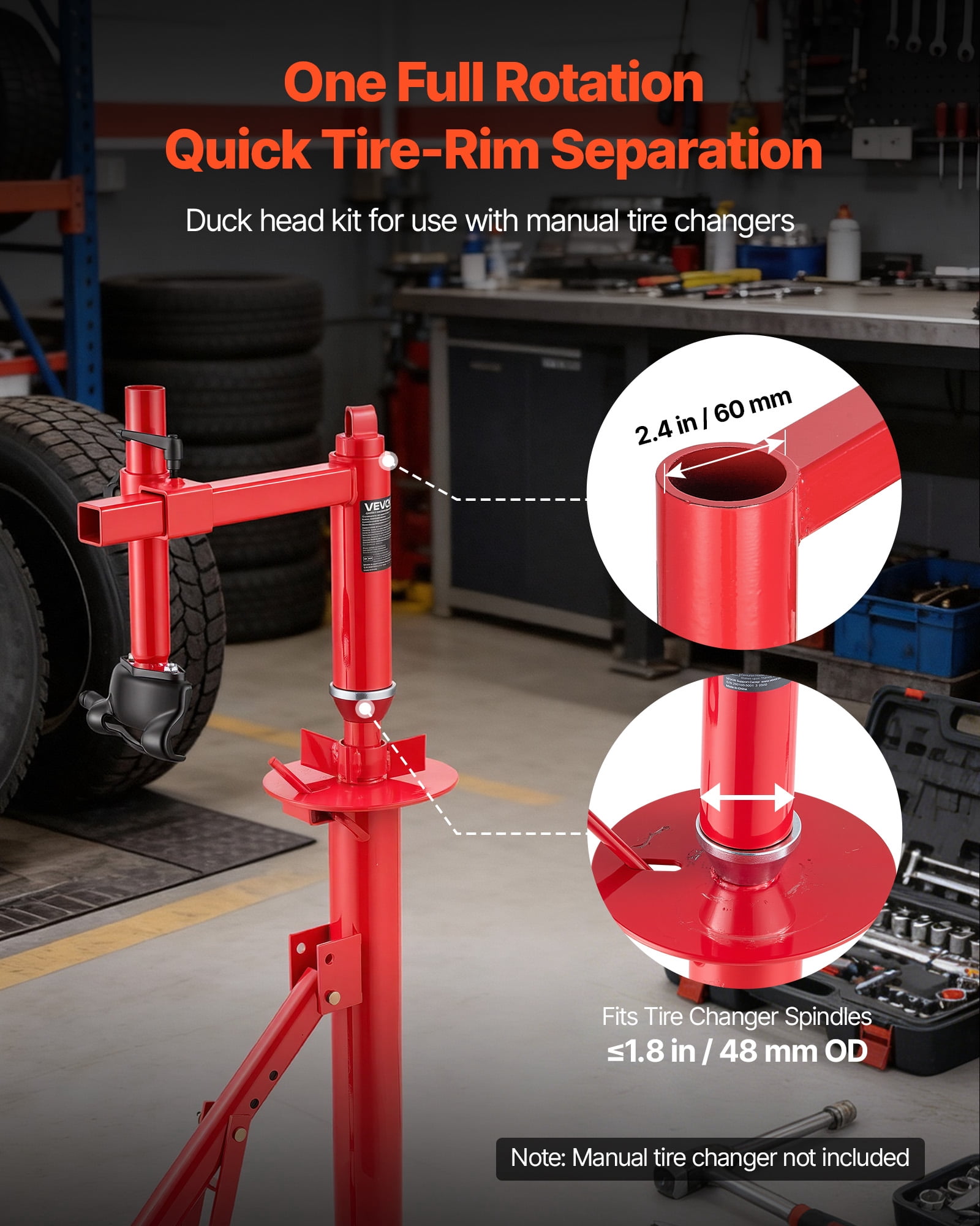 VEVOR Manual Tire Changer Duck Head Kit with Silver Cone, Fit for 16"-21" Wheels, Heavy Duty Manual Tire Changer Duck Head Adapter Kit, Mounting and Demounting Tool for Most Cars, SUVs, Trucks, ATVs