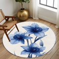 thumbnail image 2 of Round Rugs 5Ft, Blue Spring Floral Round Area Rug Washable Indoor Throw Carpet, Summer Botanical Wildflower Garden Soft Non Slip Circle Rug for Cabinet Bathroom Home Decor Aesthetic, 2 of 8