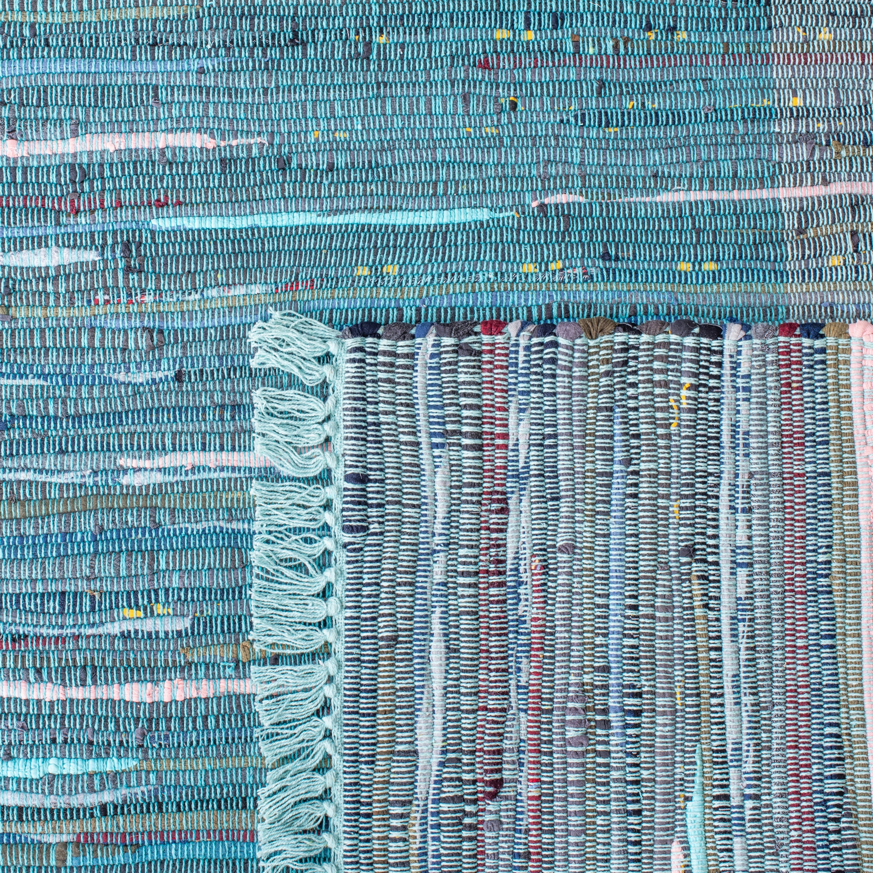 SAFAVIEH Rag Romeo Striped Cotton Area Rug, Light Blue/Grey, 6' x 6' Round
