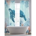 thumbnail image 5 of Summer Sea Turtles Sheer Curtains 108 Inch Long 2 Panels, Teal Orange Ocean Corals Starfish Coastal Light Filtering Rod Pocket Curtains, Sheer Voile Drapes for Living Room Bedroom, 52"x108", 5 of 8
