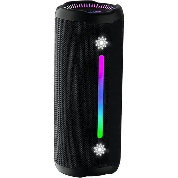 Bluetooth Speaker Wireless Loud Stereo Sound IPX7 Waterproof Outdoor Portable 25W Super Bass Speakers for Home Party Beach with 24H Playtime Colorful Lights BT 5.3 TWS Pairing Birthday Gift Black