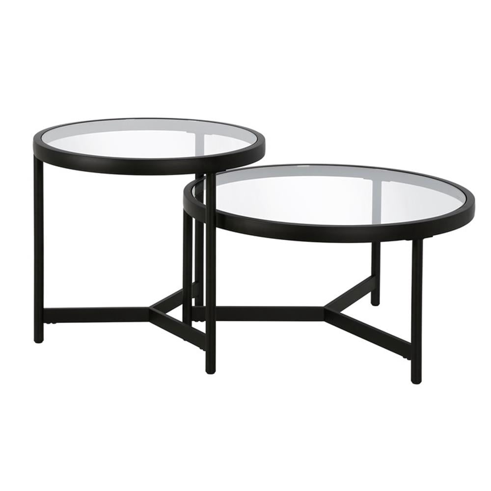 Evelyn&Zoe Quentin 30" Wide Round Coffee Table, Blackened Bronze