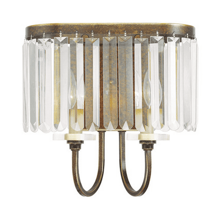

Wall Sconces 2 Light With Clear Crystals Hand Painted Palacial Bronze size 8 in 120 Watts - World of Crystal