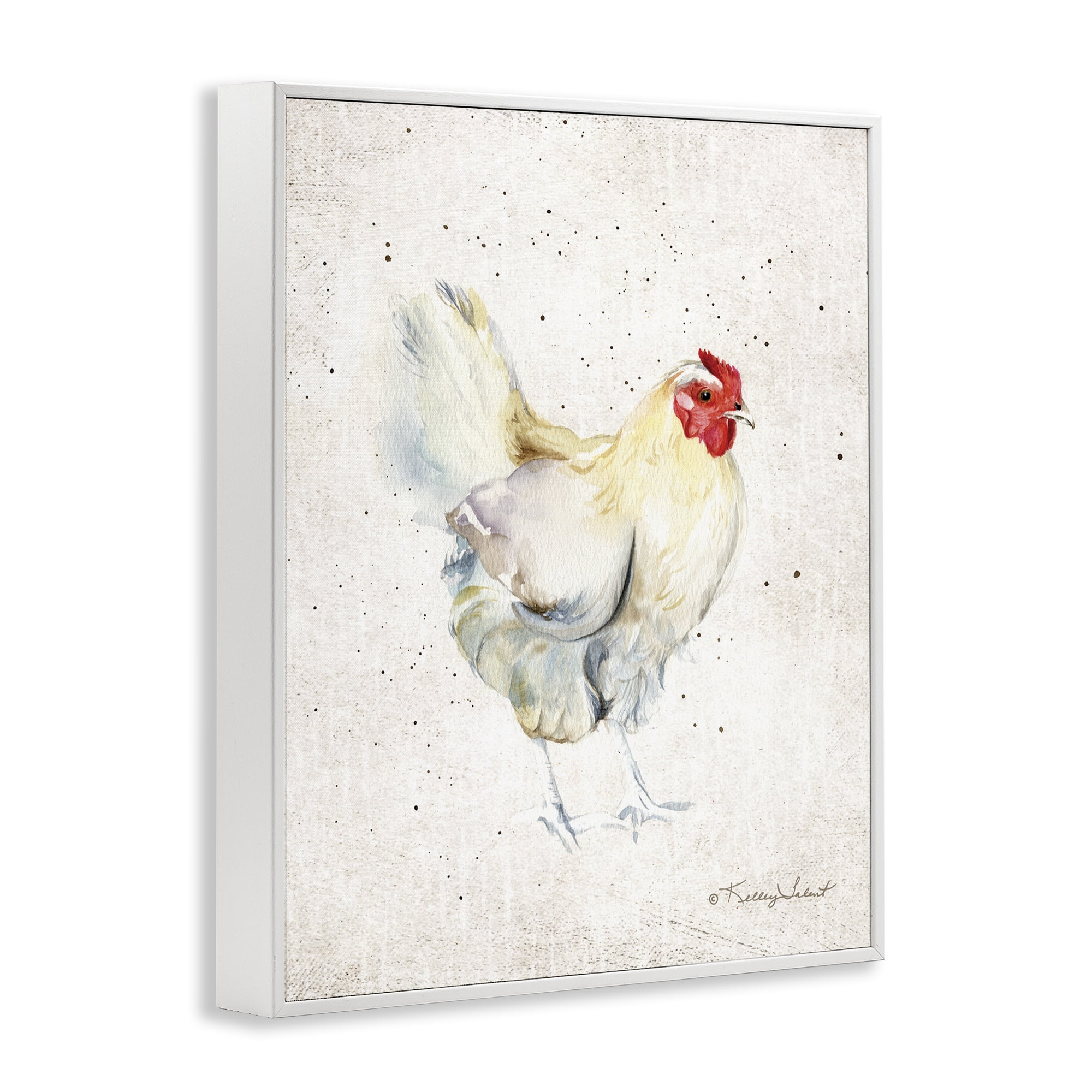 Stupell Industries Chicken with Speckled Paint Animals & Insects Painting White Framed Art Print Wall Art, 24 x 30