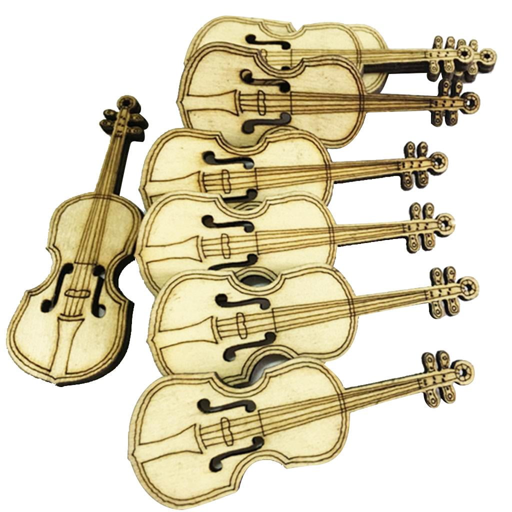 10 PCs Violin Shaped Wooden One Hole Buttons Natural Wood Color Scrapbooking Buttons Sewing DIY Craft Garment Accessories