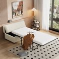 thumbnail image 6 of Twin Size Folding Ottoman Sleeper Bed with High-Density Foam Support, Convertible Guest Bed for Visiting Family, Durable Metal Frame, White, 6 of 9