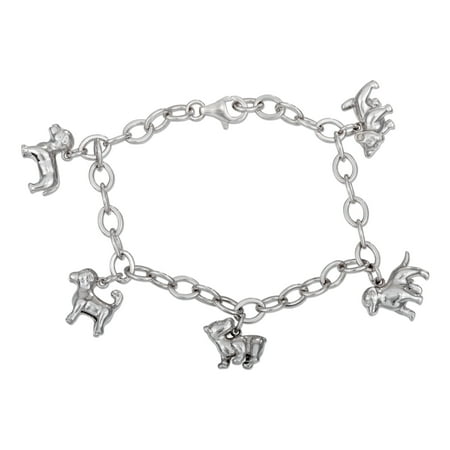 Sterling Silver 7 Orted Puppy Dog Charm Bracelet Sterling Silver 7 Orted Puppy Dog Charm Bracelet