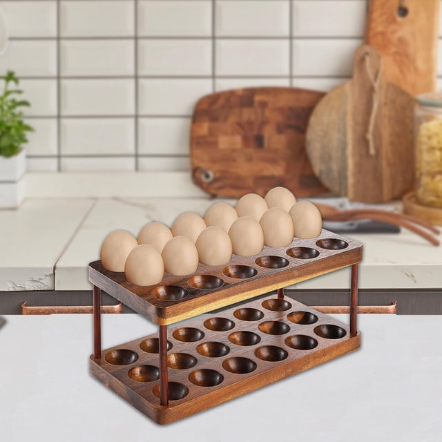 Bandeja de almacenamiento para huevos, diseño de doble capa, práctico, portátil, resistente, organizador de huevos, contenedor para huevos para refrig