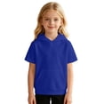 thumbnail image 5 of Bysome Boys Hoodies Solid Color Short Sleeve Hooded Shirts Autumn Soft Boys Sweatshirts Size 13-14 Years Blue, 5 of 5