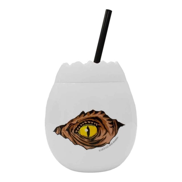 Vaso con Popote Jurassic World de Plástico Diseño de Huevo de Dinosaurio Blanco 510 ml