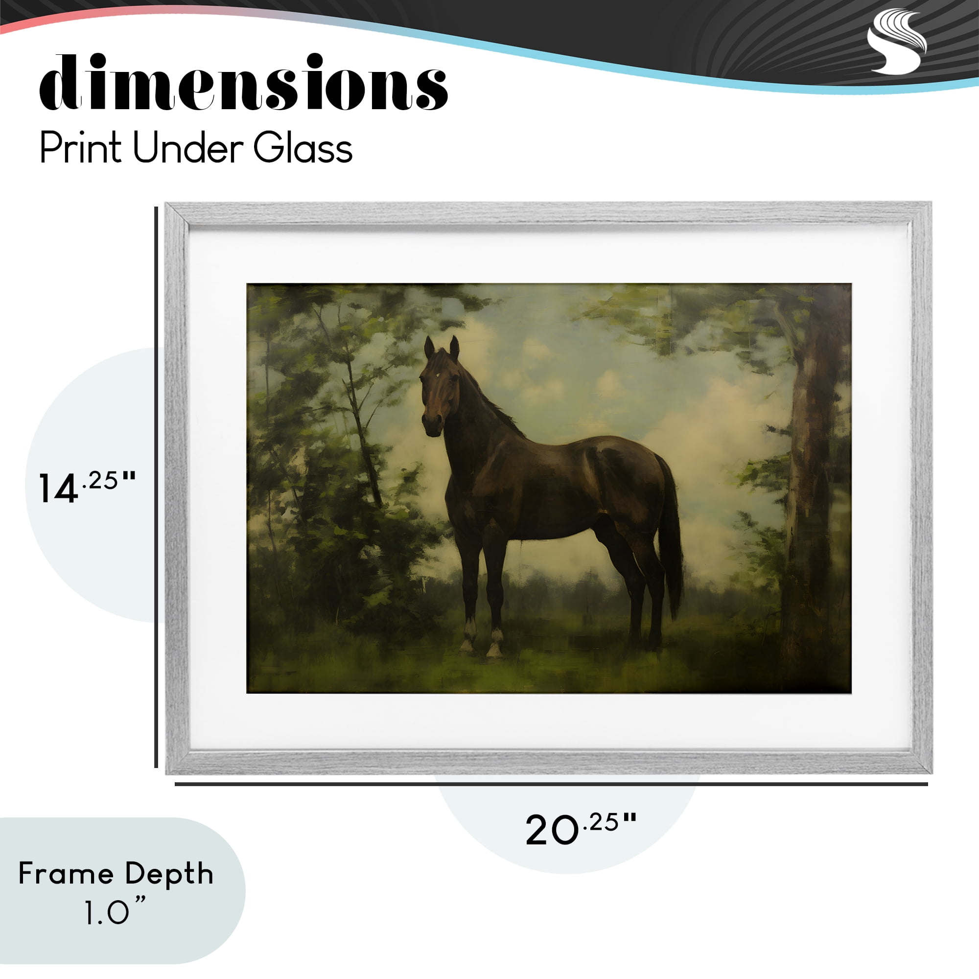 Stupell Industries Forest Horse Portrait Gray Framed Print Under Glass, design by Petal Prints Design