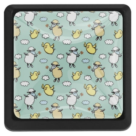 

Ownta Square with Screws 3 Pcs for Cupboard Dressing Table Bookcase Drawer Pull Handle Cabinet Door Knobs Spring Sheep & Birds