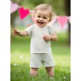 thumbnail image 4 of Loicainy Baby Toddler Summer Clothes 3 6 12 18 24 Months 2T 3T 4T 5T Waffle Striped Short Sleeve T-shirt Elastic Waist Shorts Kids 2 Piece Outfits Set, 4 of 9