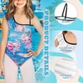 thumbnail image 6 of Uorisanigo Girls Swimsuits Kids Ocean Axolotl Tankini Bathing Suit Size 7-8 One Piece One Shoulder Single Spaghetti Strap Summer Beach Swimwear, 6 of 7