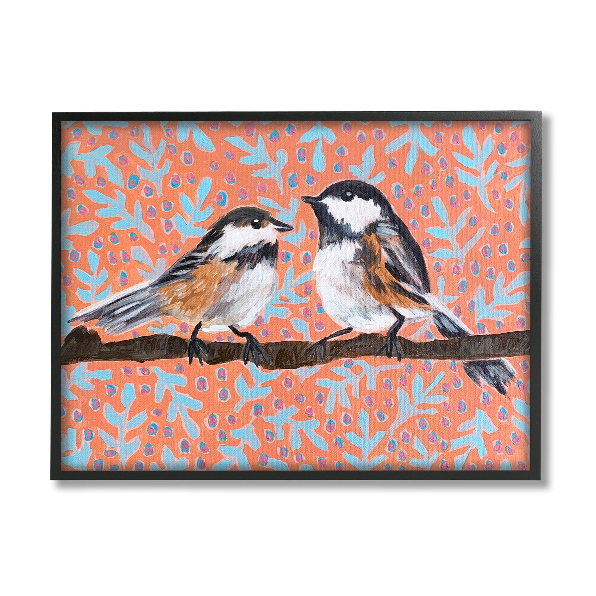 Stupell Industries Finches Standing Tree Branch Retro Botanical Pattern, 30 x 24, Design by Molly Susan Strong