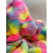 Faux Fur by the Yard - Long Pile Mohair Fur - Pastel Rainbow