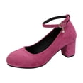 thumbnail image 4 of Women’s Slingback Pumps Block Heels Pointed Toe with Ankle Strap Elegant Closed Toe Dress Shoes for Wedding Evening Hot Pink Size 9, 4 of 4