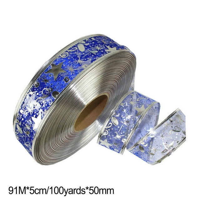 Christmas Ribbon 2 Inch 100 Yards Christmas Wired Ribbon Christmas Decorating Ribbon Perfect for Gift Wrapping Tree Topper Bow Lantern Staircase Garland Decorations