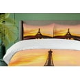 thumbnail image 4 of Ambesonne Eiffel Tower Duvet Cover Sets, Sun View Old Paris, 2-King, Marigold Rose Brown, 4 of 7