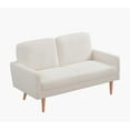 thumbnail image 3 of Xukmct 3 Seater Loveseat Sofa with Wood Legs, Upholstered Velvet Sofa Couch Living Room, Home, Apartment, Office, Ivory White, 3 of 8