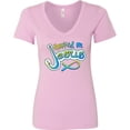 thumbnail image 3 of Inktastic Hooked on Jesus Christian Women's V-Neck T-Shirt, 3 of 5