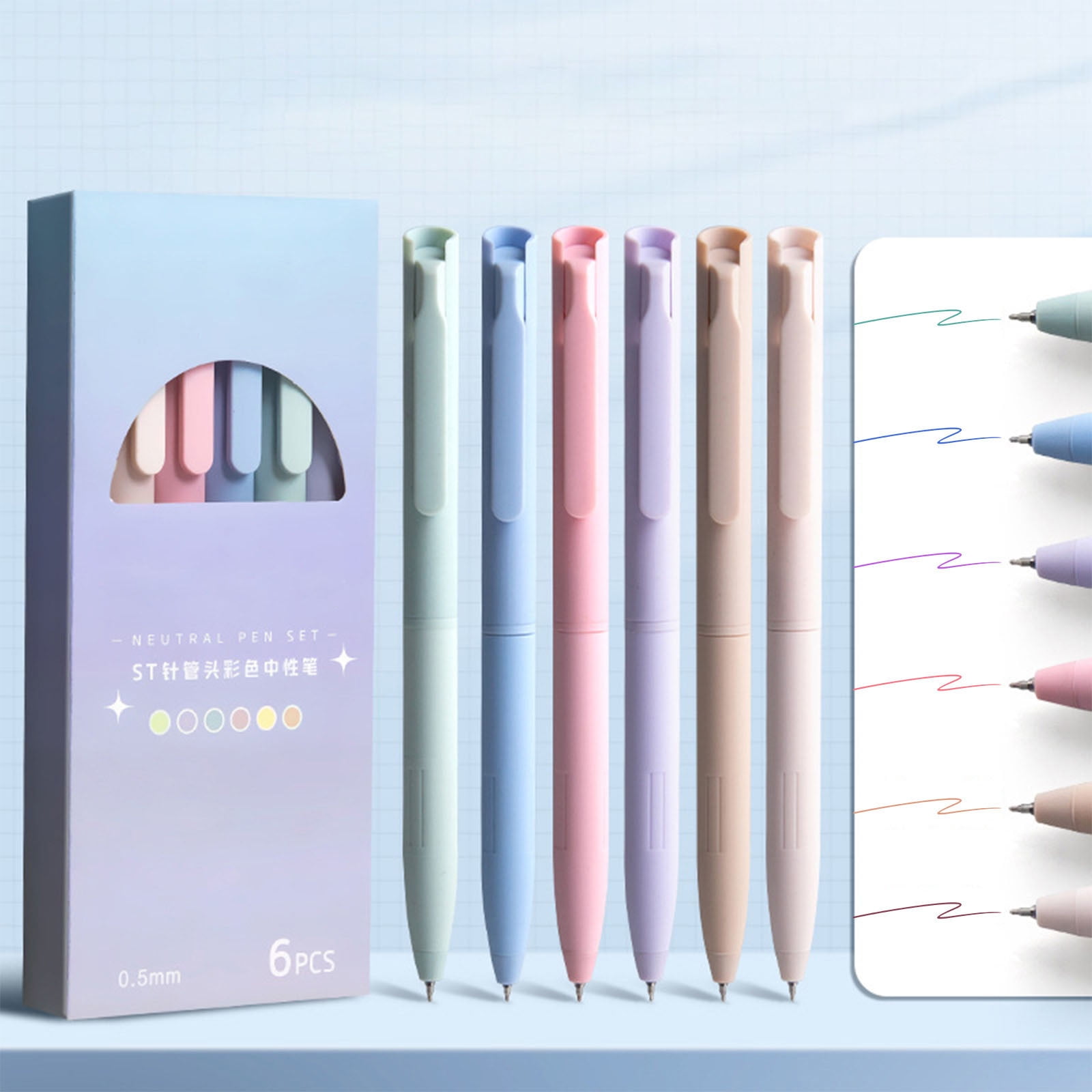 Fufafayo 6 Color Retractable Gel Pens, Fine Tip Fast Drying Ink Pens for Journaling, Note Taking, Planner and Diary Coloring, Morandi Color Gel Pen Set for Study, Office or Home, Artistic Writing