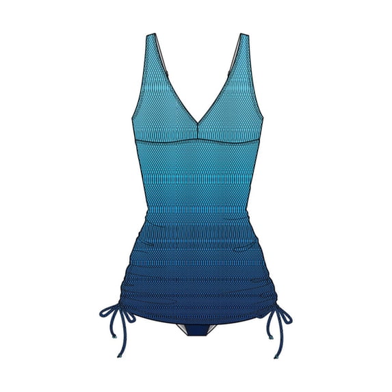 Tyr Fishnet V-Neck Sheath Swimsuit Turquoise Size 6