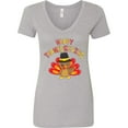 thumbnail image 3 of Inktastic Happy Thanksgiving Cute Turkey in Pilgrim Hat Women's V-Neck T-Shirt, 3 of 5