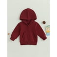 thumbnail image 2 of Wassery Toddler Boys Girls Zip Up Jacket Long Sleeve Solid Color Hooded Coat 12M 18M 2T 3T 4T 5T Kids Fall Winter Warm Outerwear, 2 of 8