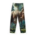 thumbnail image 3 of Vsdgher Green Forest Dinosaur Print Mens Pajama Pants Sleep & Lounge Pants, PJ Bottoms With elastic waistb and Pockets, 3 of 5