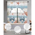 thumbnail image 2 of Red Blue Coastal Swag Curtains for Living Room/Bedroom Windows, Summer Beach Starfish Coral Kitchen Curtains and Valances Set 36 Inch Length, Light Filtering Swags Valance Curtain Panels, 2 of 5
