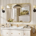thumbnail image 5 of BEAUTYPEAK 30"x40" Wall Mirror Rounded Corners Hanging Vanity Mirror Gold, 5 of 9