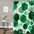 thumbnail image 6 of Dznils Green Geometric Fabric Shower Curtain, Modern Abstract Bathroom Curtain with Hooks, 72" x 72", 6 of 13