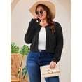 thumbnail image 3 of SHOWMALL Women's Plus Size Cropped Cardigan Long Sleeve Button Down Sweater Casual Knit Tops Shrugs, 3 of 8
