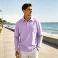 thumbnail image 5 of TBKOMH Mens Long Sleeve Polo Shirts Casual Button Collared T-Shirt Pullover Tee Performance Quick Dry Moisture Wicking Casual Collared Shirts Light Purple XXXL, 5 of 6