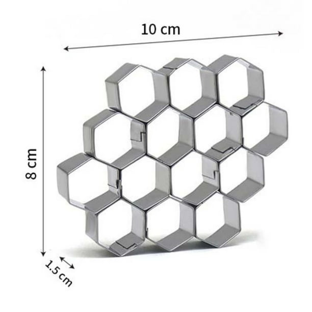 Cortador de galletas hexagonal pequeño de acero inoxidable con forma de panal. Utensilio de repostería para fondant y masa de pasteles. Cortador hexagonal para galletas caseras. Herramienta de cocina