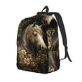 thumbnail image 1 of Disketp Palatial Gold Pattern Horse print Canvas Backpack Lightweight Travel Daypack Student Rucksack Laptop Backpack-Medium, 1 of 5