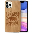 thumbnail image 1 of Case Yard Wooden Case Outside Soft TPU Silicone Slim Fit Shockproof Wood Phone Cover for Girls Boys Men and Women Supports Wireless Charging California Republic Bear Design case for iPhone-11-Pro, 1 of 7