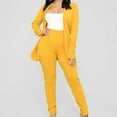 thumbnail image 2 of DeHolifer Blazer for Womens Spring Suit Set Dressy Casual Business Work 2 Piece Outfits for Office Open-Front Blazer and Pants Solid Sets Yellow M, 2 of 8