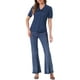thumbnail image 2 of BLUSA CHIC para Mujeres con Cuello Peter Pan, Manga Corta Abullonada, Camisa Retro L Azul Oscuro, 2 of 6