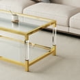 thumbnail image 5 of LiviNest Modern Coffee Table with Glass Top: Gold Metal Frame & Acrylic Legs - Minimalist Side Table for Living Room Office Hotel, 5 of 6
