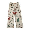thumbnail image 4 of WTOBBY Women's Holiday Print Flannel Pajama Pants, Fashionable Christmas-Themed Sleepwear with Comfortable Fit, Merry Christmas Design for Women,Beige L, 4 of 6