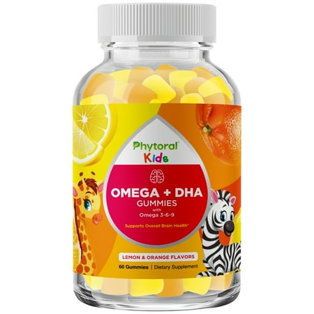 Vegetarian Omega 3 Gummies for Kids - Delicious Kids DHA Omega 3 6 9 Gummy Vitamin Gelatin Fish and Gluten Free Non-GMO - Plant Based Omega 3 DHA Gummies for Vision Immunity Heart and Brain Support