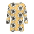 thumbnail image 5 of Summer Savings Clearance! Titcea T Shirts for Women 3/4 Length Sleeve Sunflower Printed Round Neck T Shirts Hawaiian Beach Holiday Summer Casual Tops, Gifts for Mom/Her, 5 of 5