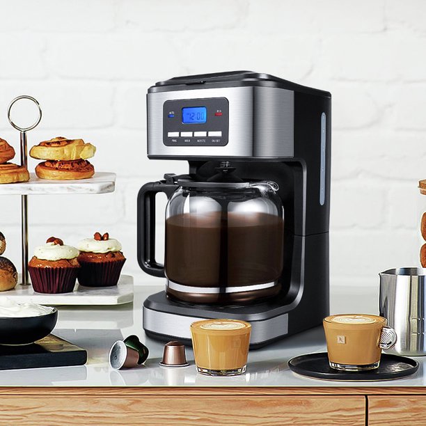 12 Cup Coffee Maker, Stainless Programmable Setting Drip Coffee Maker