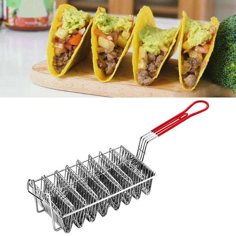 1pc Bamboo Taco Holder, Cake Tray With Handle And Clip, Can Hold 8 Tacos,  Cornbread Rolls Holder, Wooden Tower Cake Tray For Party, Home, Fast Food Sh