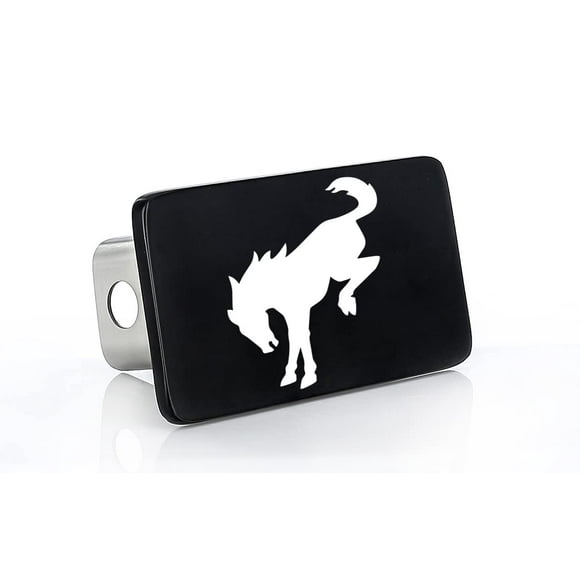 Ford Bronco Horse Logo Black Rectangular Trailer Tow Hitch Cover Plug (2" Inch Post )