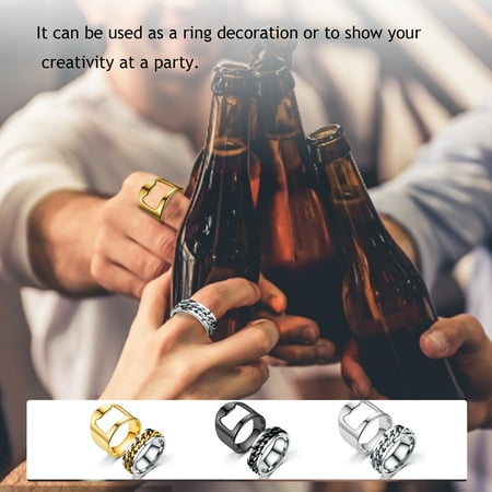 

Meizhencang 1 Set Bottle Opener Ring Labor-saving High Durability Stainless Steel Bottle Cap Remover Ring for Pub